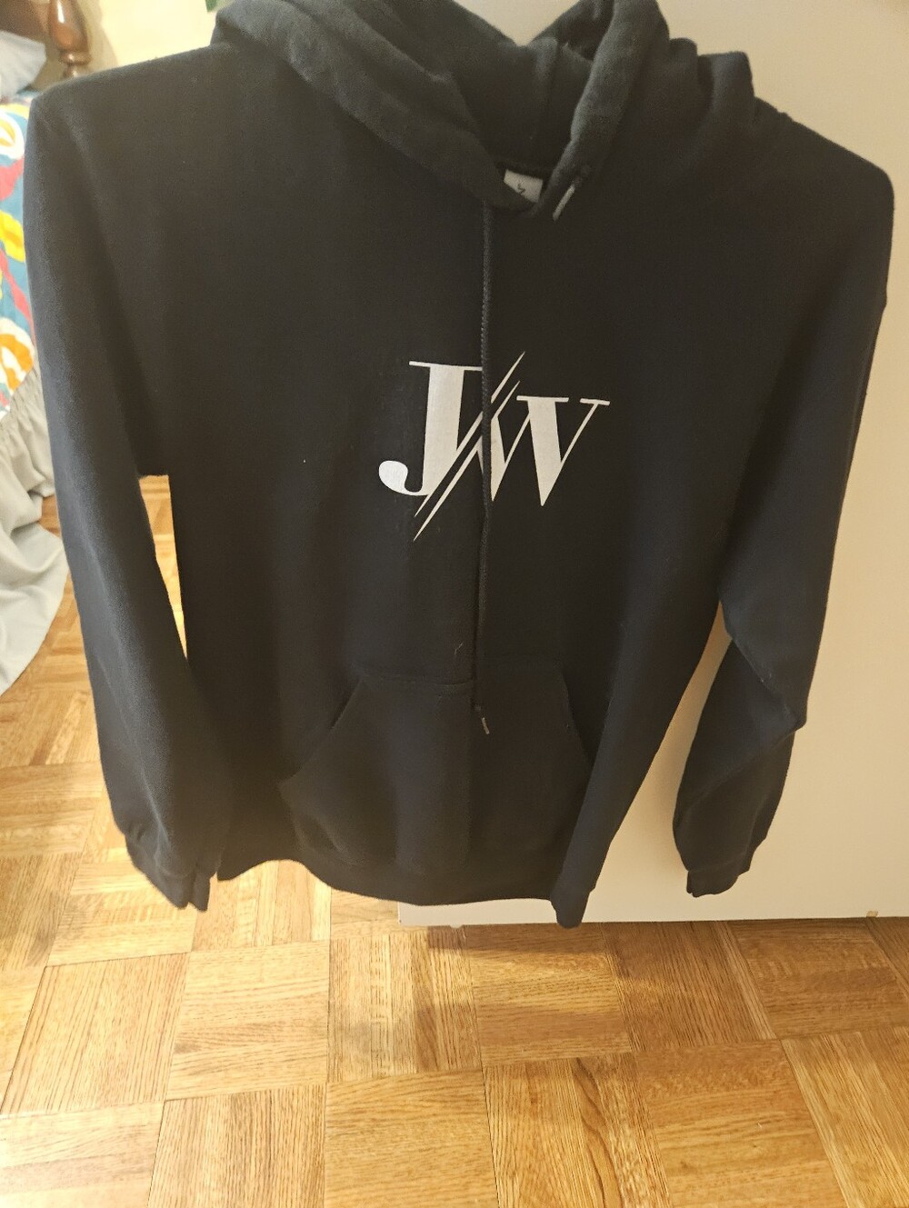 Gildan Black Hoodie with White JW Graphic
